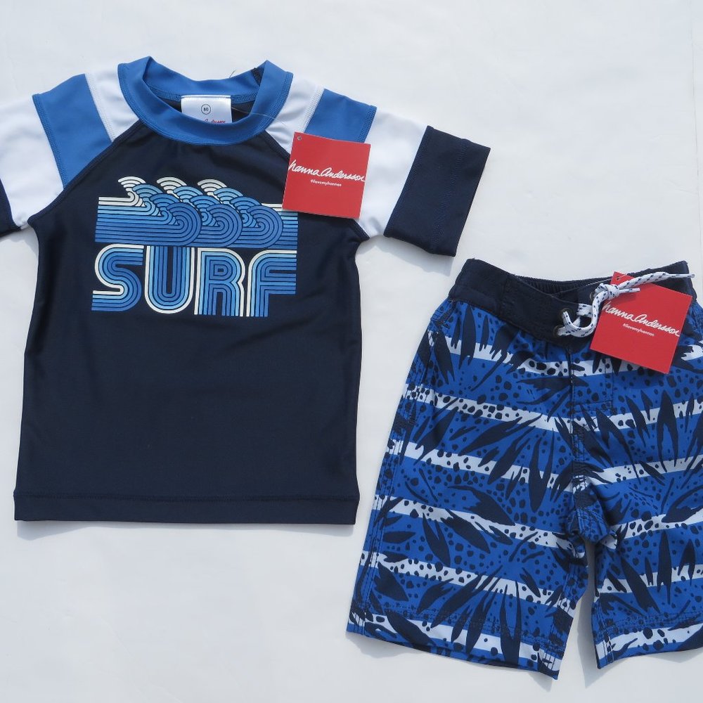 Hanna Andersson 80 Boys Rashguard Swim Trunks NEW